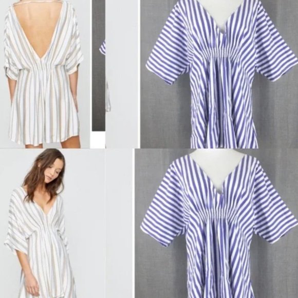 NWT Onia Alessandra Plunging Striped Coverup Dress {blue & white stripe} - Picture 8 of 11